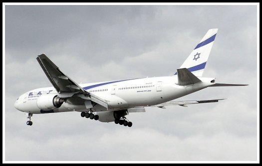 El Al Israel Airlines Boeing 777 landing at London-Heathrow Airport