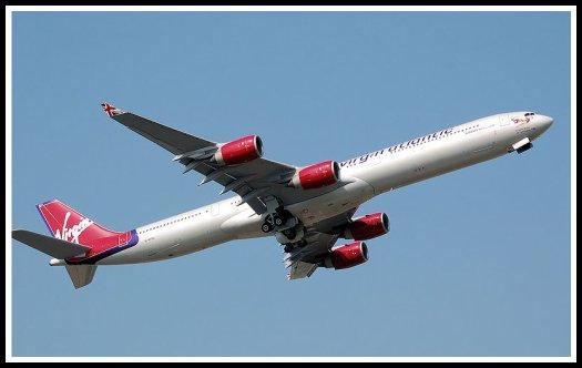 Virgin Atlantic Airways Airbus A340 taking off from London-Heathrow Airport
