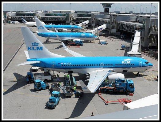 Ground handling of several KLM Boeing 737-700 aircraft at Amsterdam-Schiphol Airport